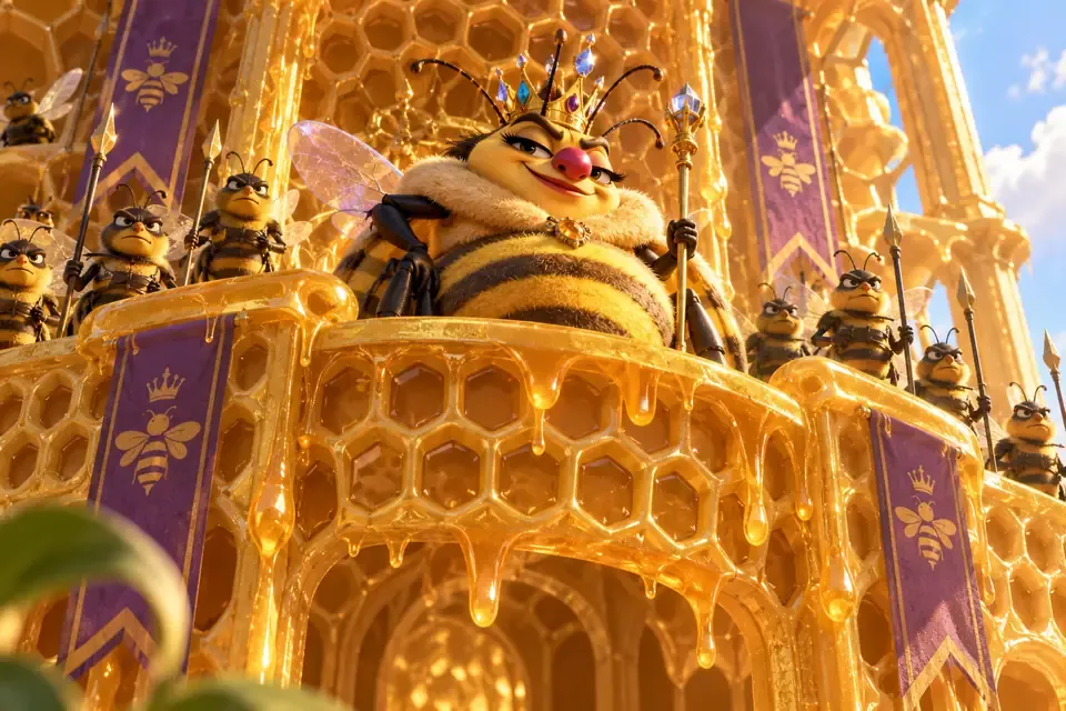 El palacio de miel de la abeja reina